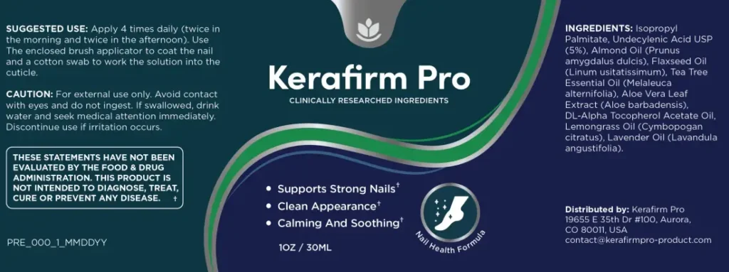 KeraFirm Pro product label with ingredient list